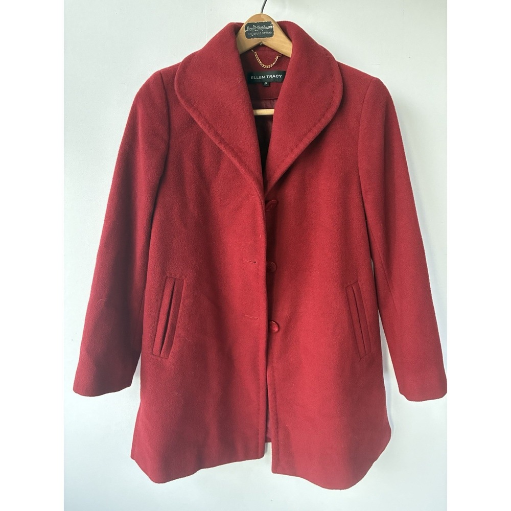 VTG‎ Ellen Tracy Wool Blend Pea Coat Womens Small Petite